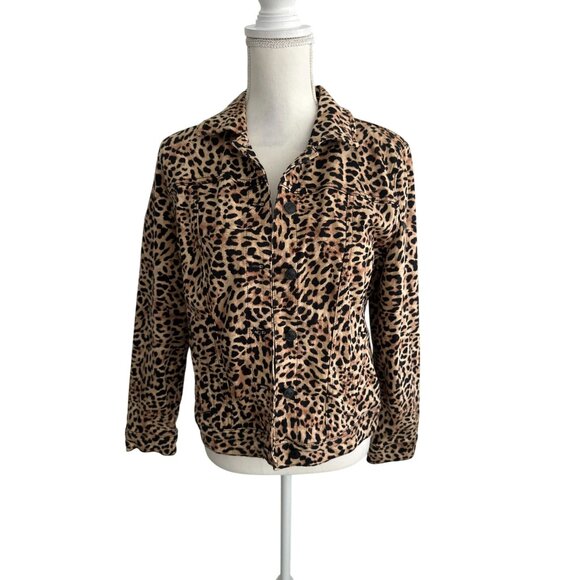 CHICO'S Women's Cheetah Print Button jacket Size 1  US 8/10 - Picture 6 of 6